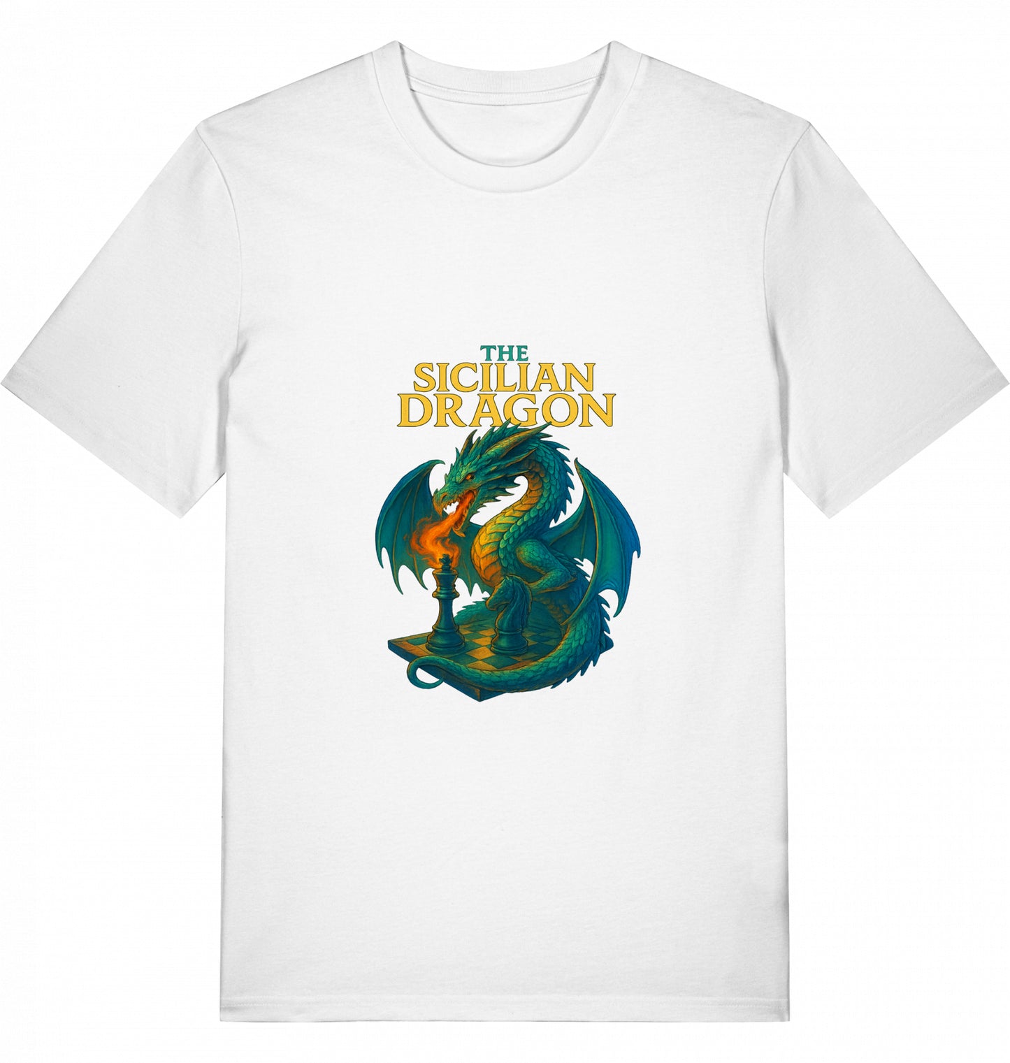 Schach T-Shirt Sicilian Dragon Chess Herren Männer Bio-Baumwolle Fairtrade