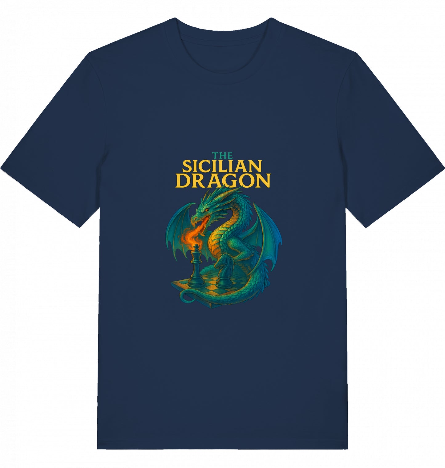 Schach T-Shirt Sicilian Dragon Chess Herren Männer Bio-Baumwolle Fairtrade