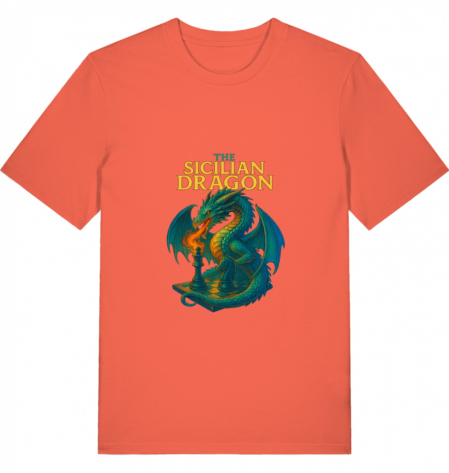 Schach T-Shirt Sicilian Dragon Chess Herren Männer Bio-Baumwolle Fairtrade
