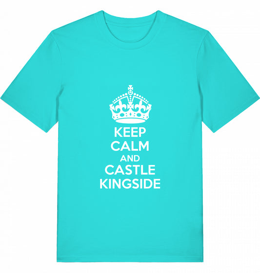 Schach T-Shirt Keep Calm And Castle Kingside Herren Männer Bio-Baumwolle Fairtrade Chess