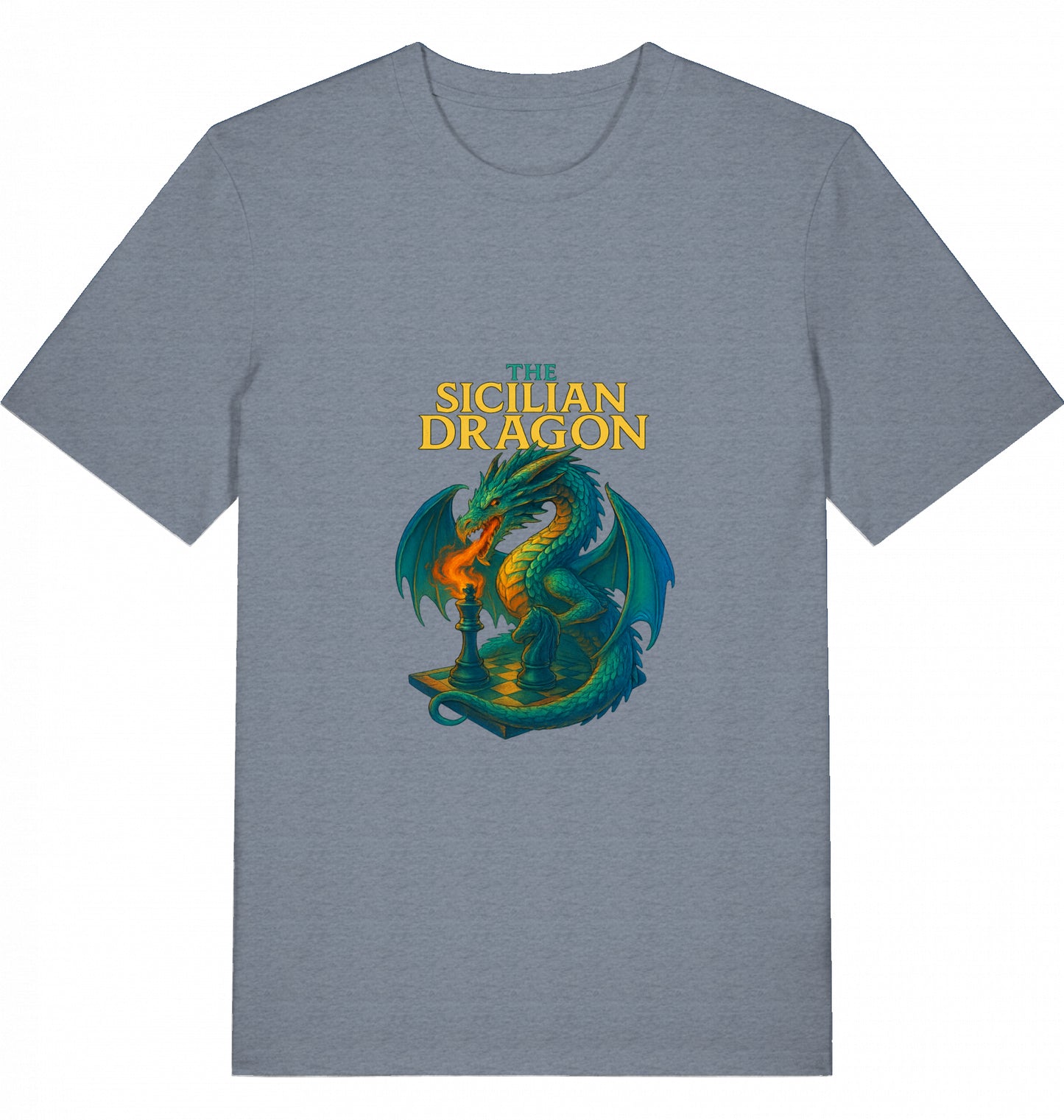 Schach T-Shirt Sicilian Dragon Chess Herren Männer Bio-Baumwolle Fairtrade