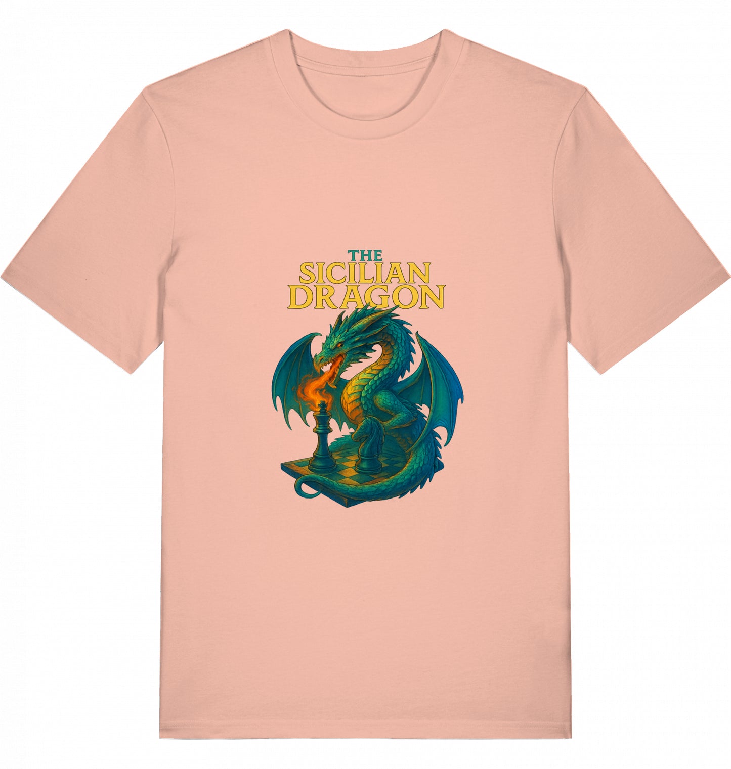 Schach T-Shirt Sicilian Dragon Chess Herren Männer Bio-Baumwolle Fairtrade
