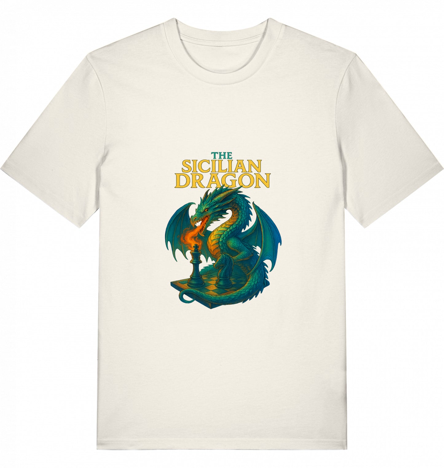Schach T-Shirt Sicilian Dragon Chess Herren Männer Bio-Baumwolle Fairtrade