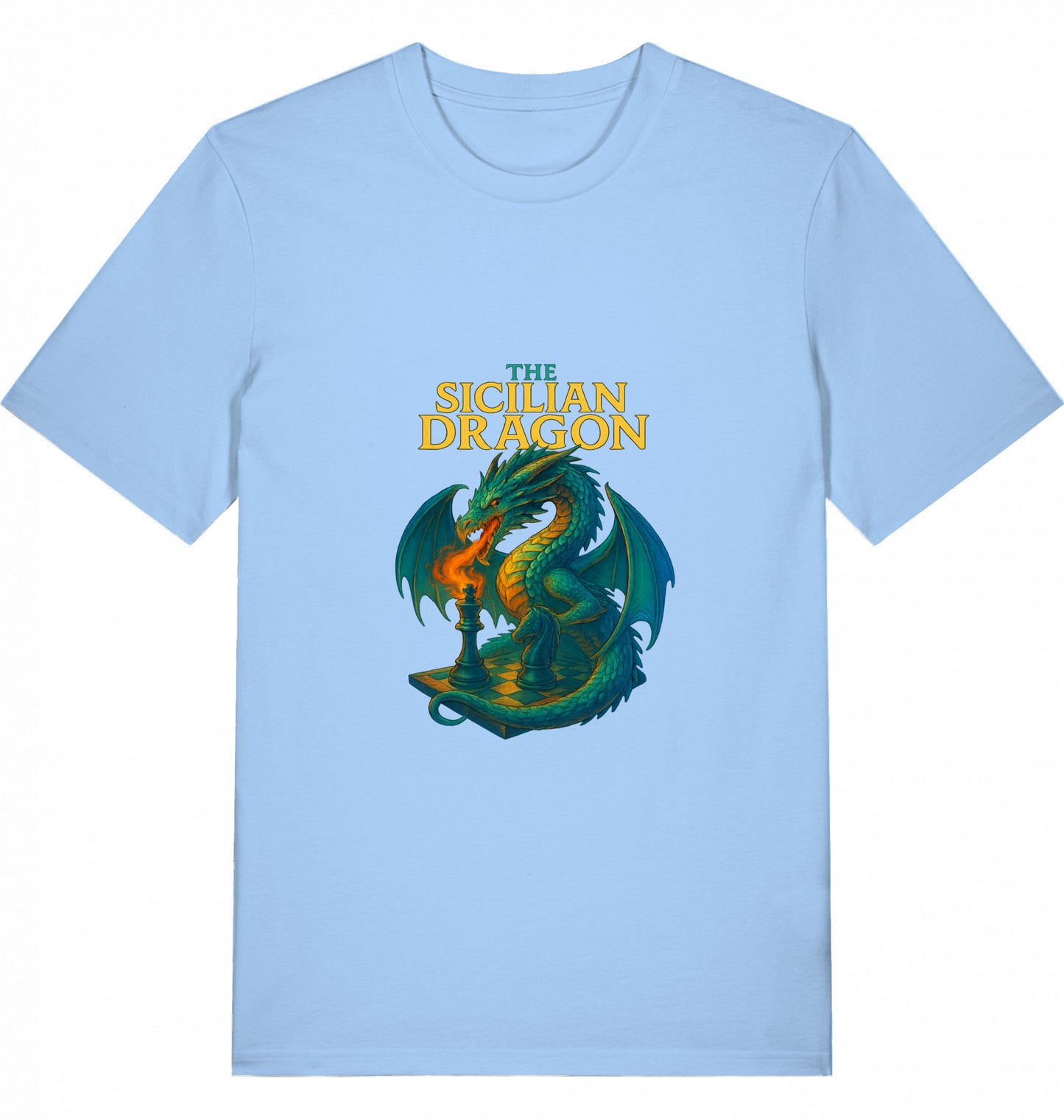 Schach T-Shirt Sicilian Dragon Chess Herren Männer Bio-Baumwolle Fairtrade