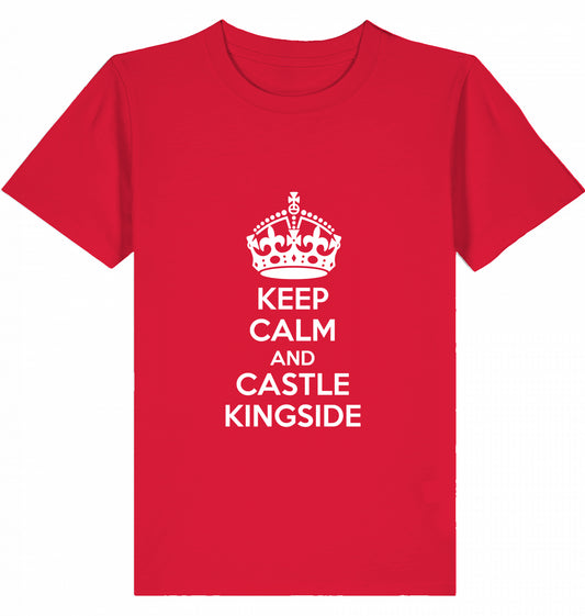 Schach Kinder T-Shirt Keep Calm And Castle Kingside Kids Chess Bio-Baumwolle Fairtrade
