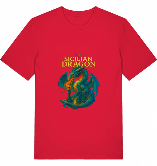 Schach T-Shirt Sicilian Dragon Chess Herren Männer Bio-Baumwolle Fairtrade