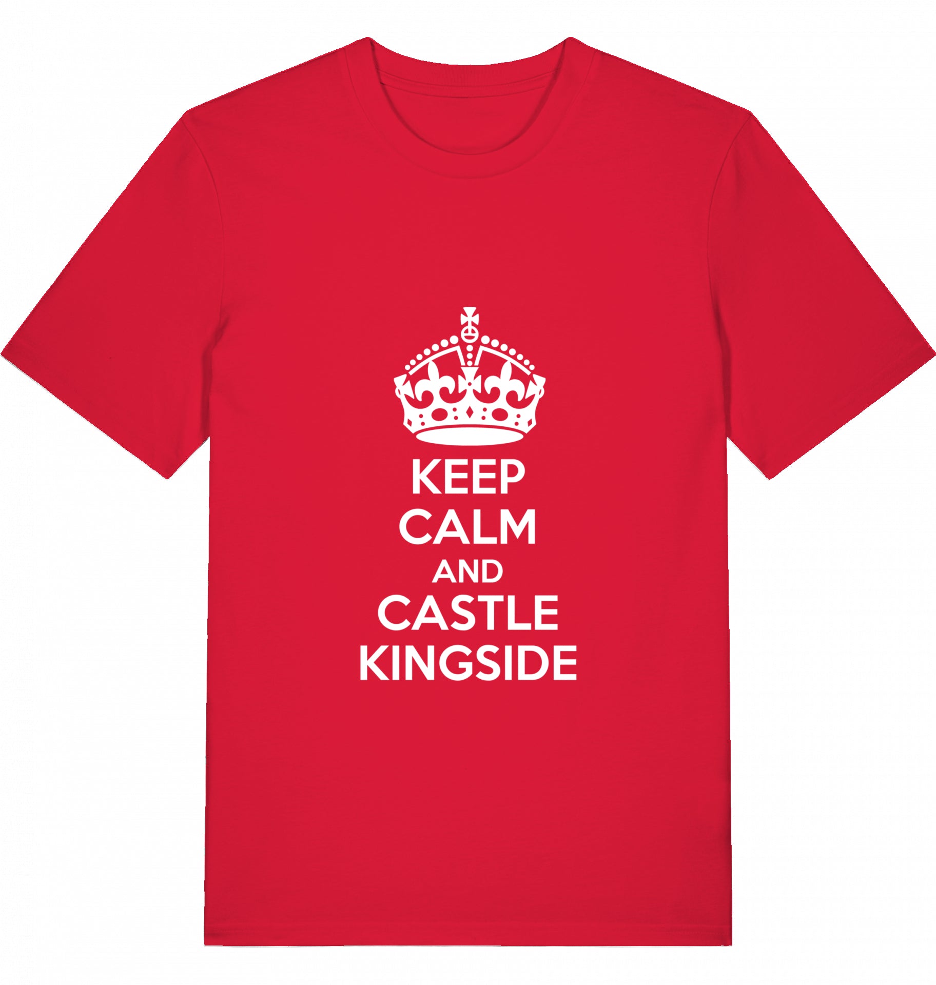 Schach T-Shirt Keep Calm And Castle Kingside Herren Männer Bio-Baumwolle Fairtrade Chess