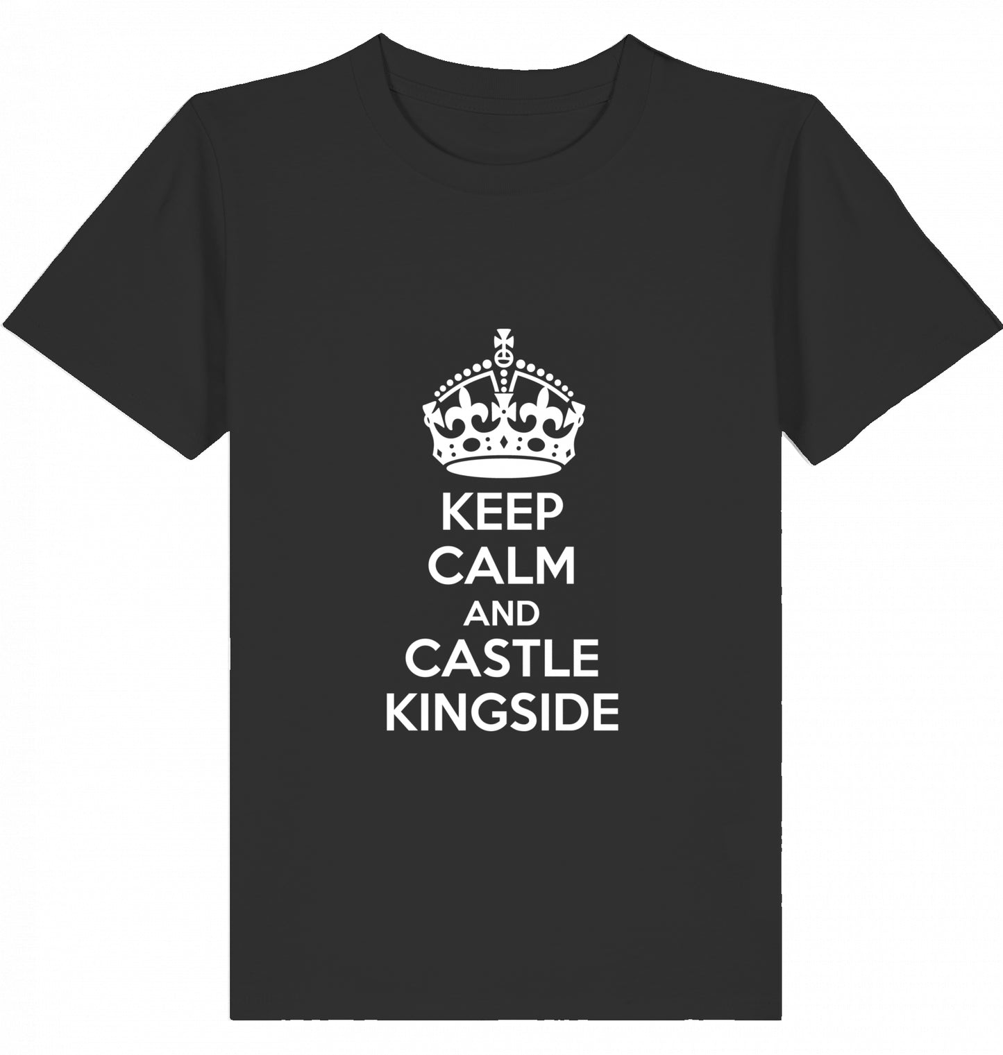 Schach Kinder T-Shirt Keep Calm And Castle Kingside Kids Chess Bio-Baumwolle Fairtrade