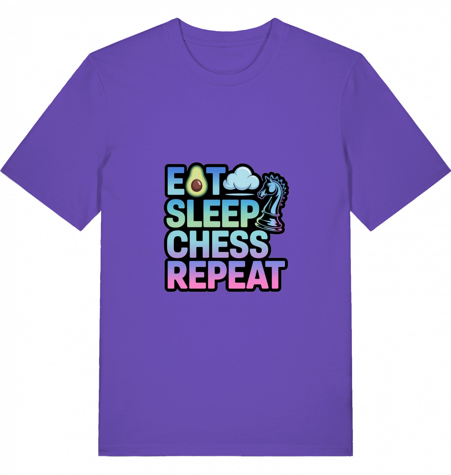 Schach T-Shirt Eat Sleep Chess Repeat Herren Männer Bio-Baumwolle Fairtrade