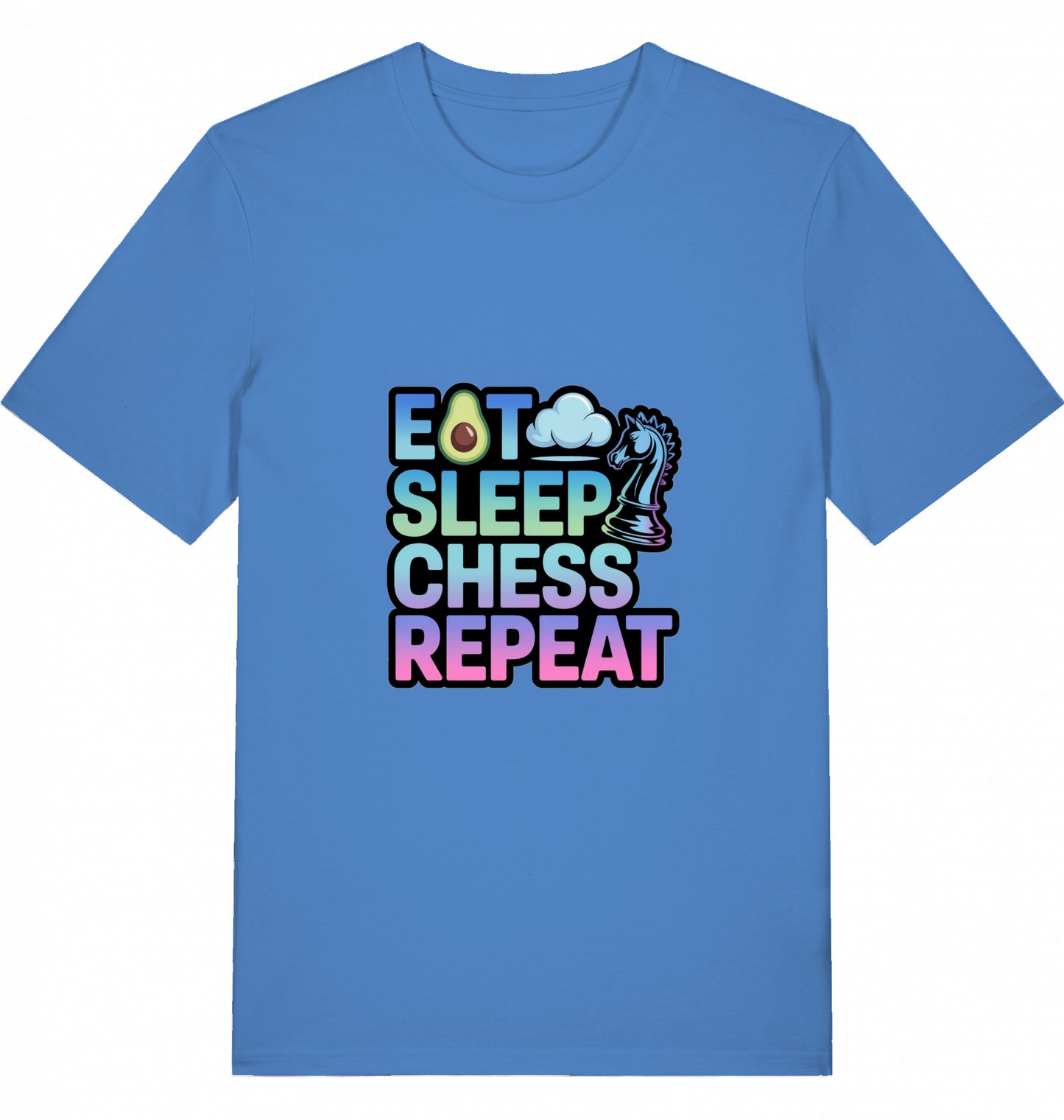Schach T-Shirt Eat Sleep Chess Repeat Herren Männer Bio-Baumwolle Fairtrade