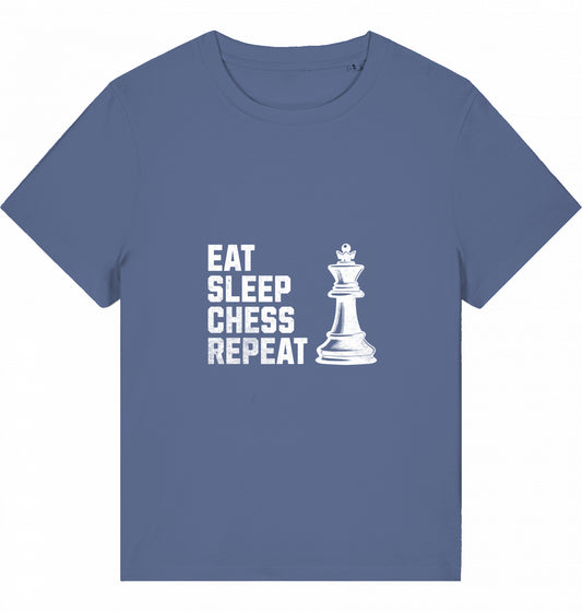 Damen Schach T-Shirt Eat Sleep Chess Repeat