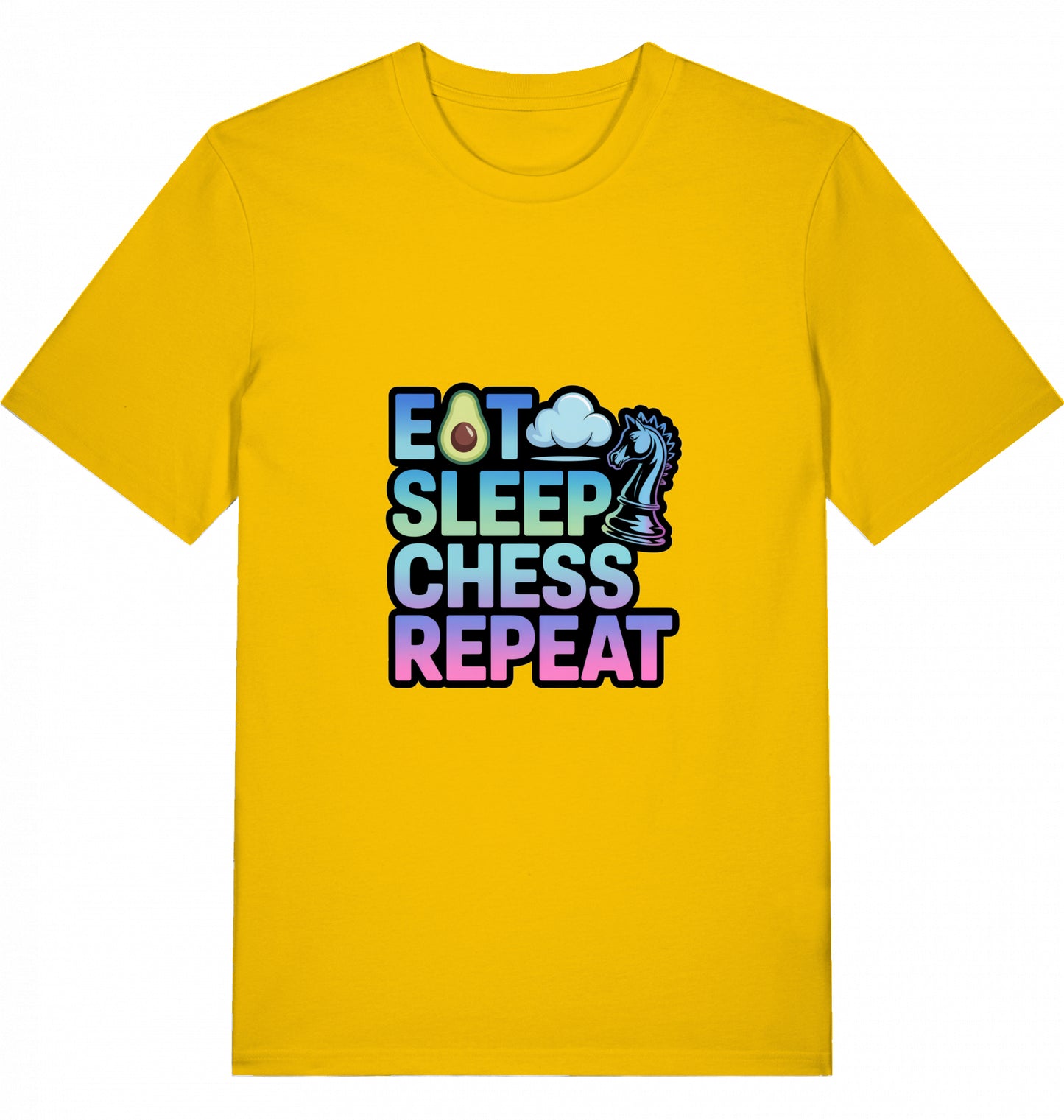 Schach T-Shirt Eat Sleep Chess Repeat Herren Männer Bio-Baumwolle Fairtrade