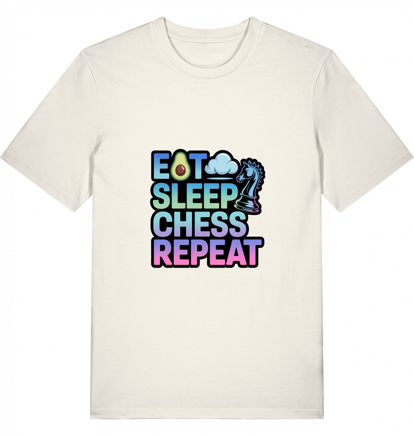 Schach T-Shirt Eat Sleep Chess Repeat Herren Männer Bio-Baumwolle Fairtrade