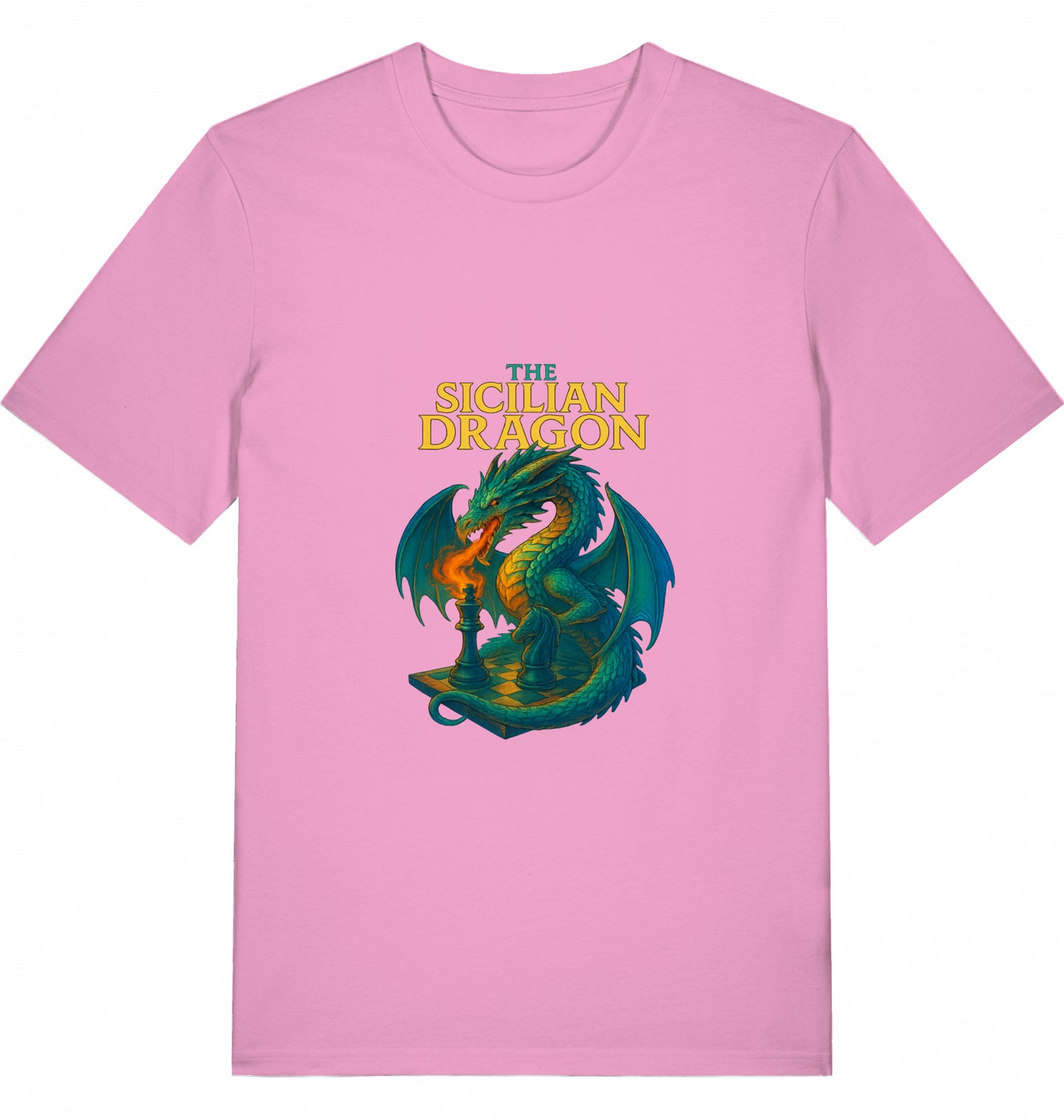 Schach T-Shirt Sicilian Dragon Chess Herren Männer Bio-Baumwolle Fairtrade