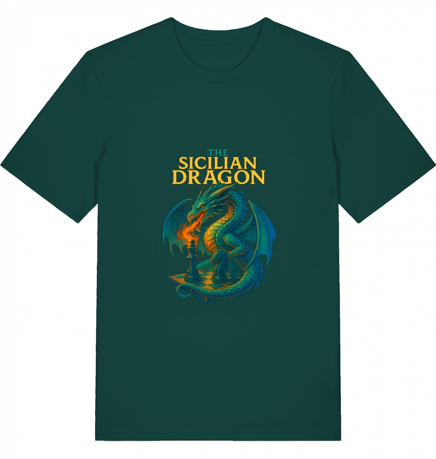Schach T-Shirt Sicilian Dragon Chess Herren Männer Bio-Baumwolle Fairtrade