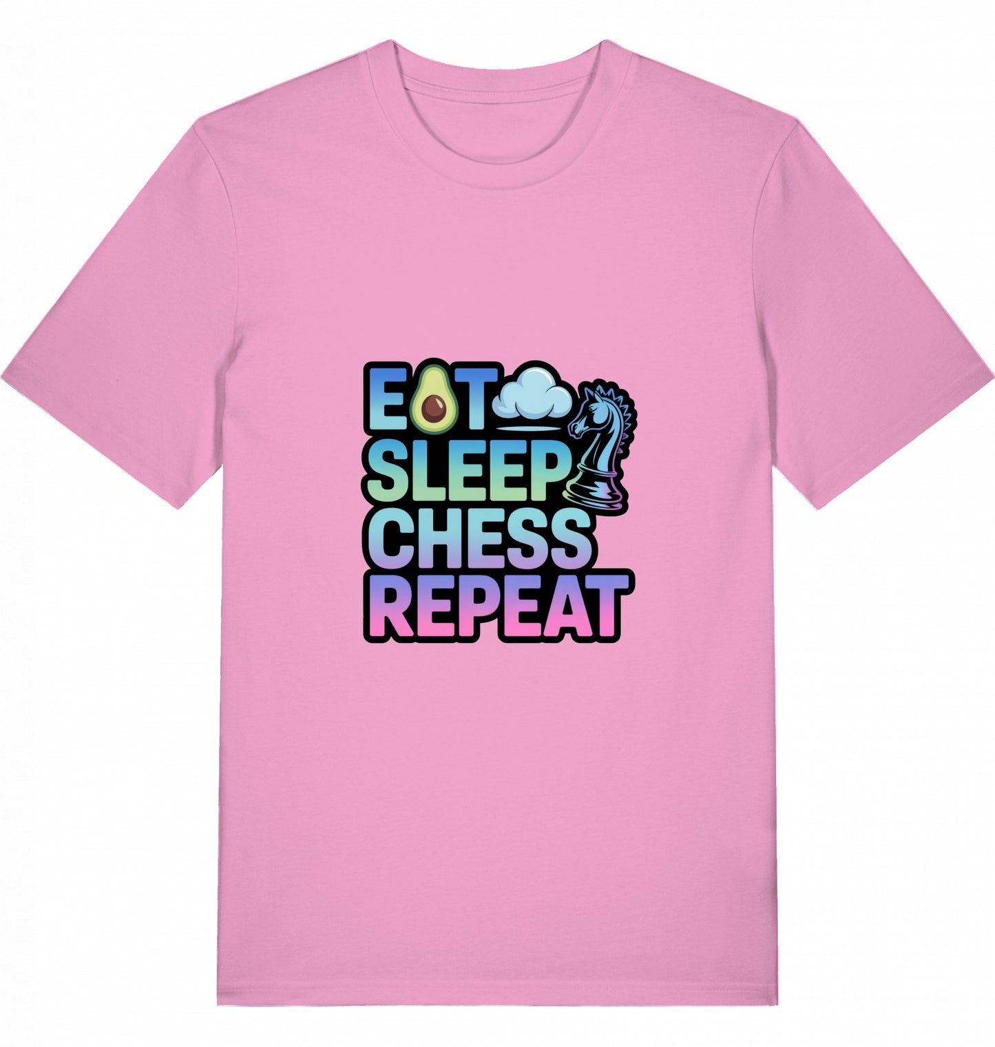 Schach T-Shirt Eat Sleep Chess Repeat Herren Männer Bio-Baumwolle Fairtrade