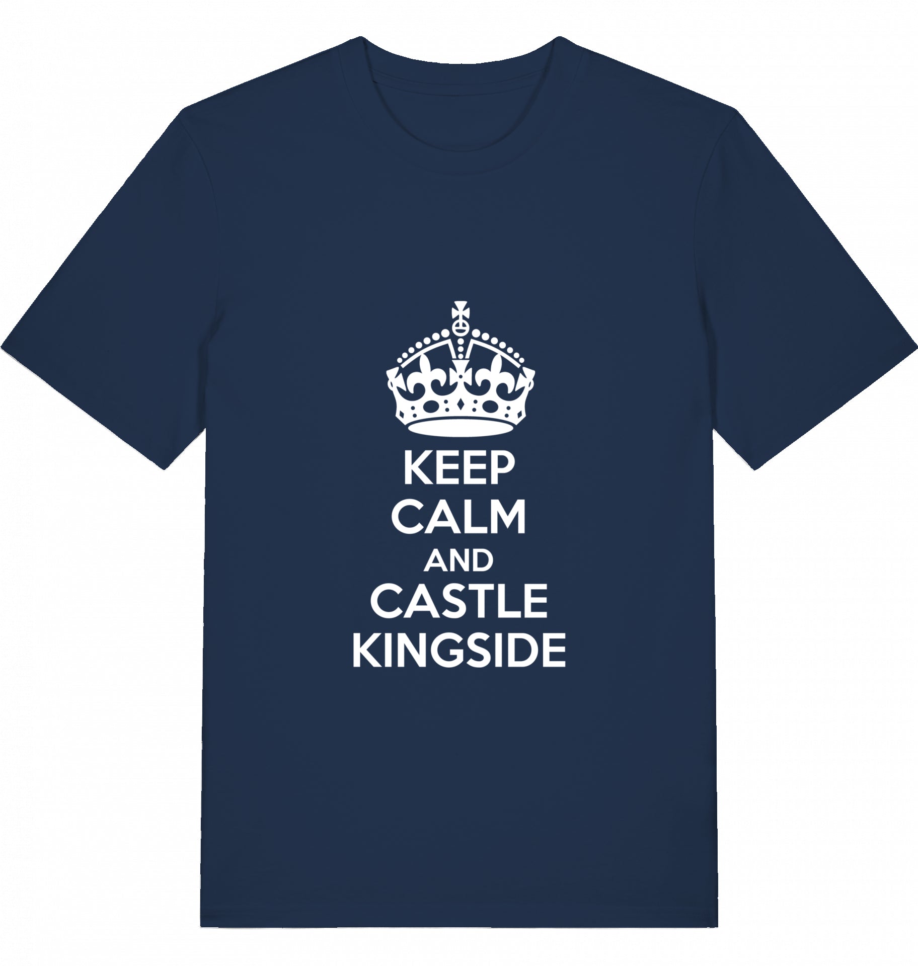 Schach T-Shirt Keep Calm And Castle Kingside Herren Männer Bio-Baumwolle Fairtrade Chess
