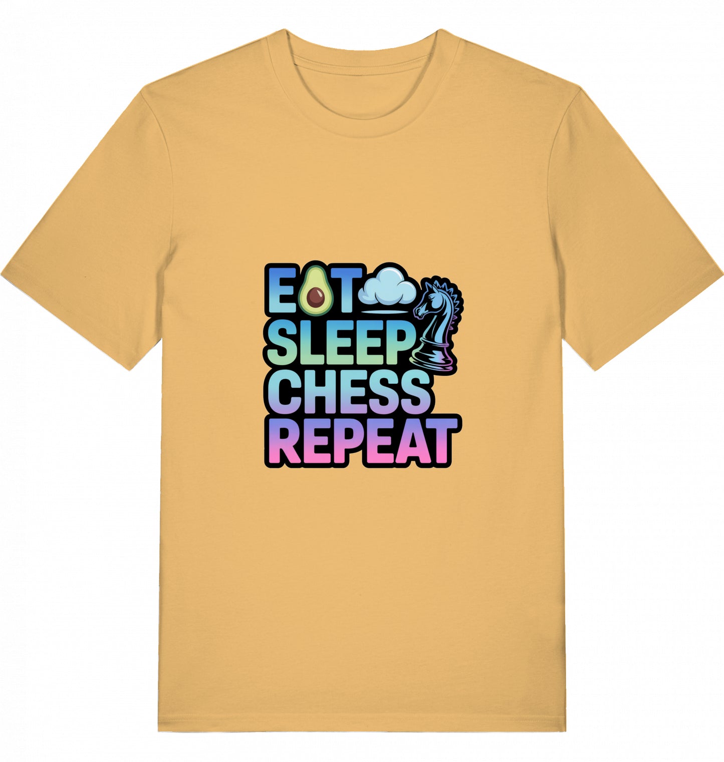 Schach T-Shirt Eat Sleep Chess Repeat Herren Männer Bio-Baumwolle Fairtrade