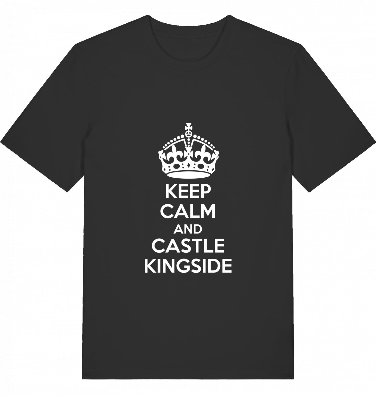 Schach T-Shirt Keep Calm And Castle Kingside Herren Männer Bio-Baumwolle Fairtrade Chess