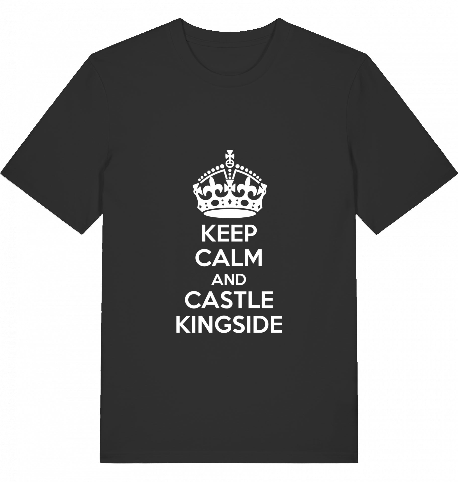 Schach T-Shirt Keep Calm And Castle Kingside Herren Männer Bio-Baumwolle Fairtrade Chess
