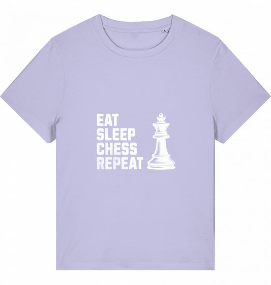 Damen Schach T-Shirt Eat Sleep Chess Repeat