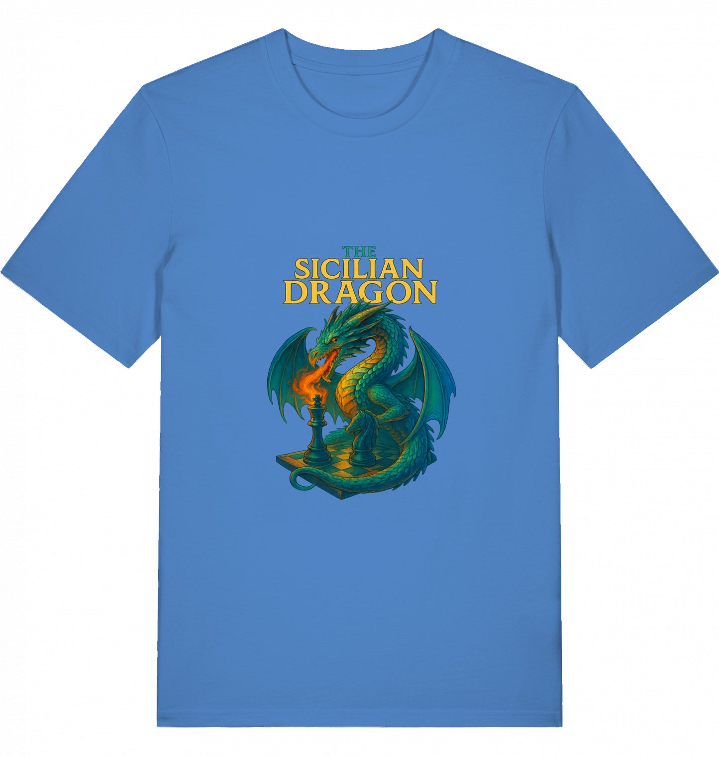 Schach T-Shirt Sicilian Dragon Chess Herren Männer Bio-Baumwolle Fairtrade