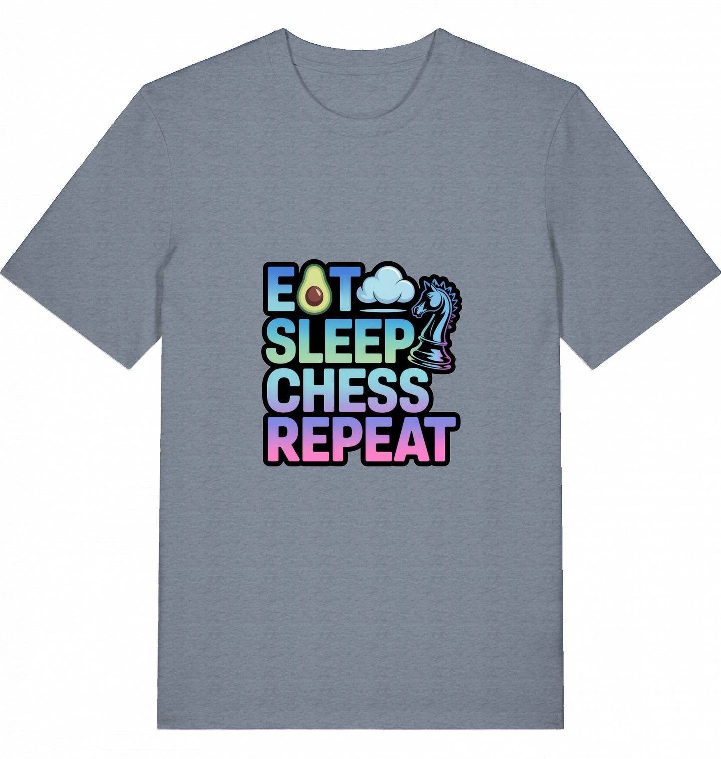 Schach T-Shirt Eat Sleep Chess Repeat Herren Männer Bio-Baumwolle Fairtrade