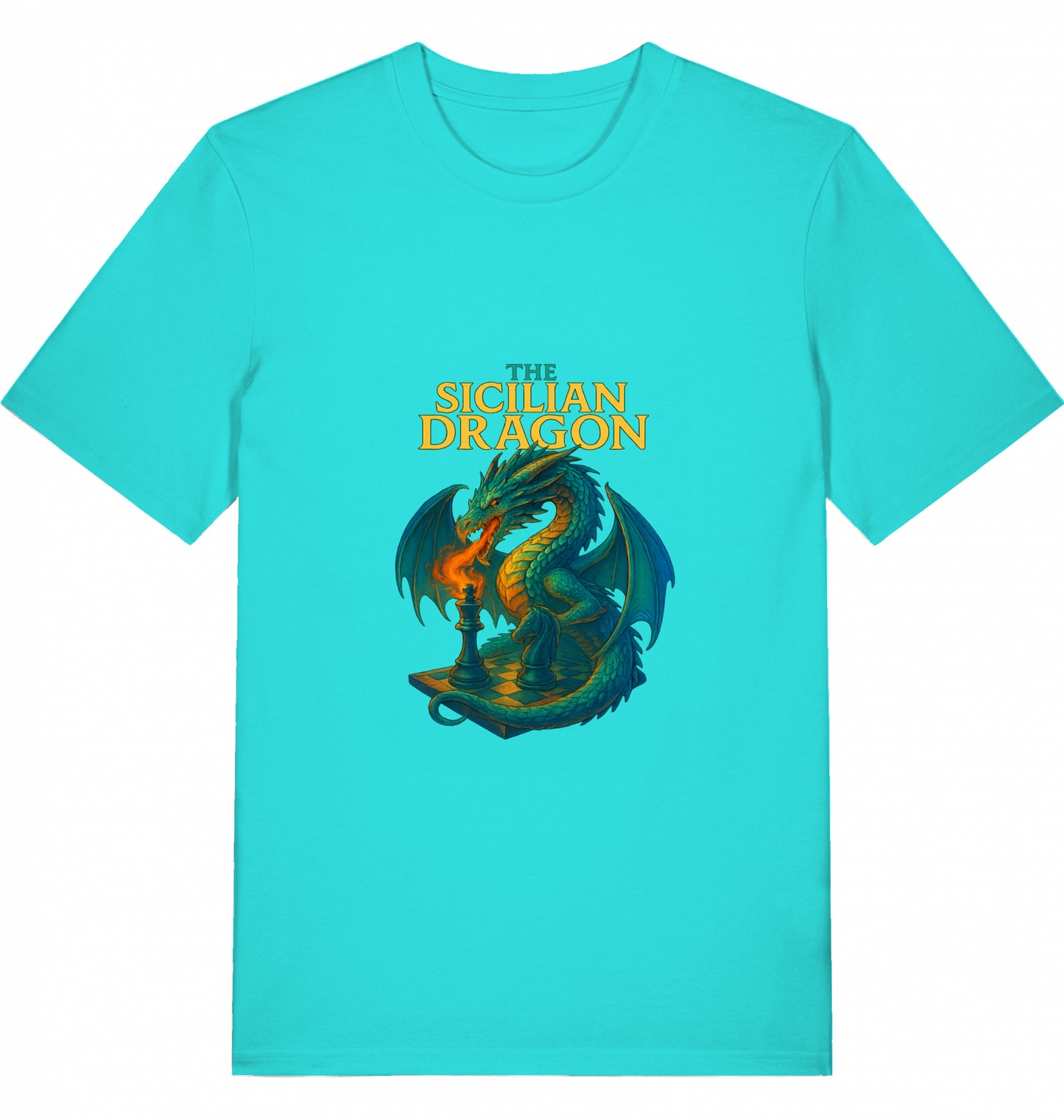 Schach T-Shirt Sicilian Dragon Chess Herren Männer Bio-Baumwolle Fairtrade