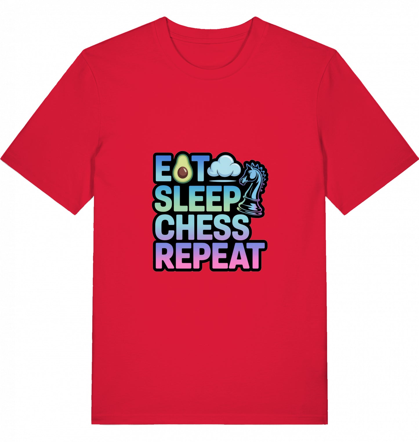 Schach T-Shirt Eat Sleep Chess Repeat Herren Männer Bio-Baumwolle Fairtrade