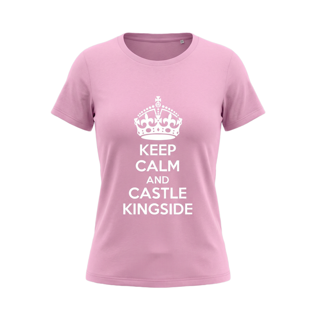 Schach Damen T-Shirt Keep Calm And Castle Kingside Bio-Baumwolle Fairtrade Chess