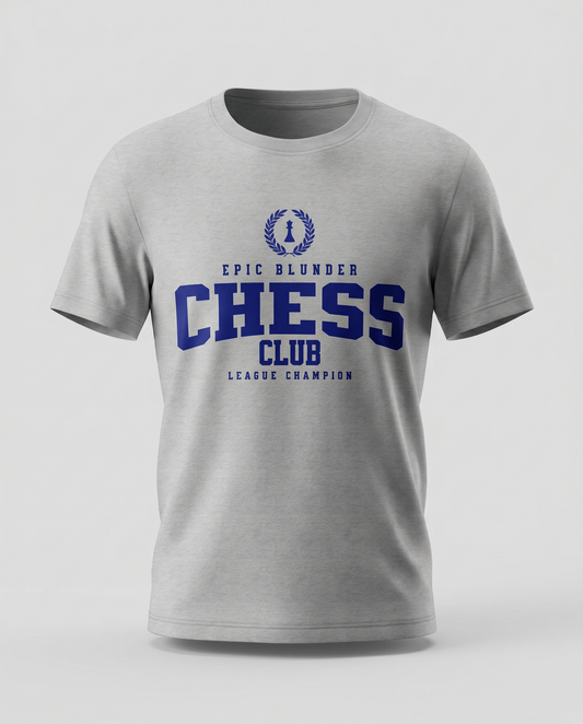Chess T-Shirt Epic Blunder Chess Club Grey Blue