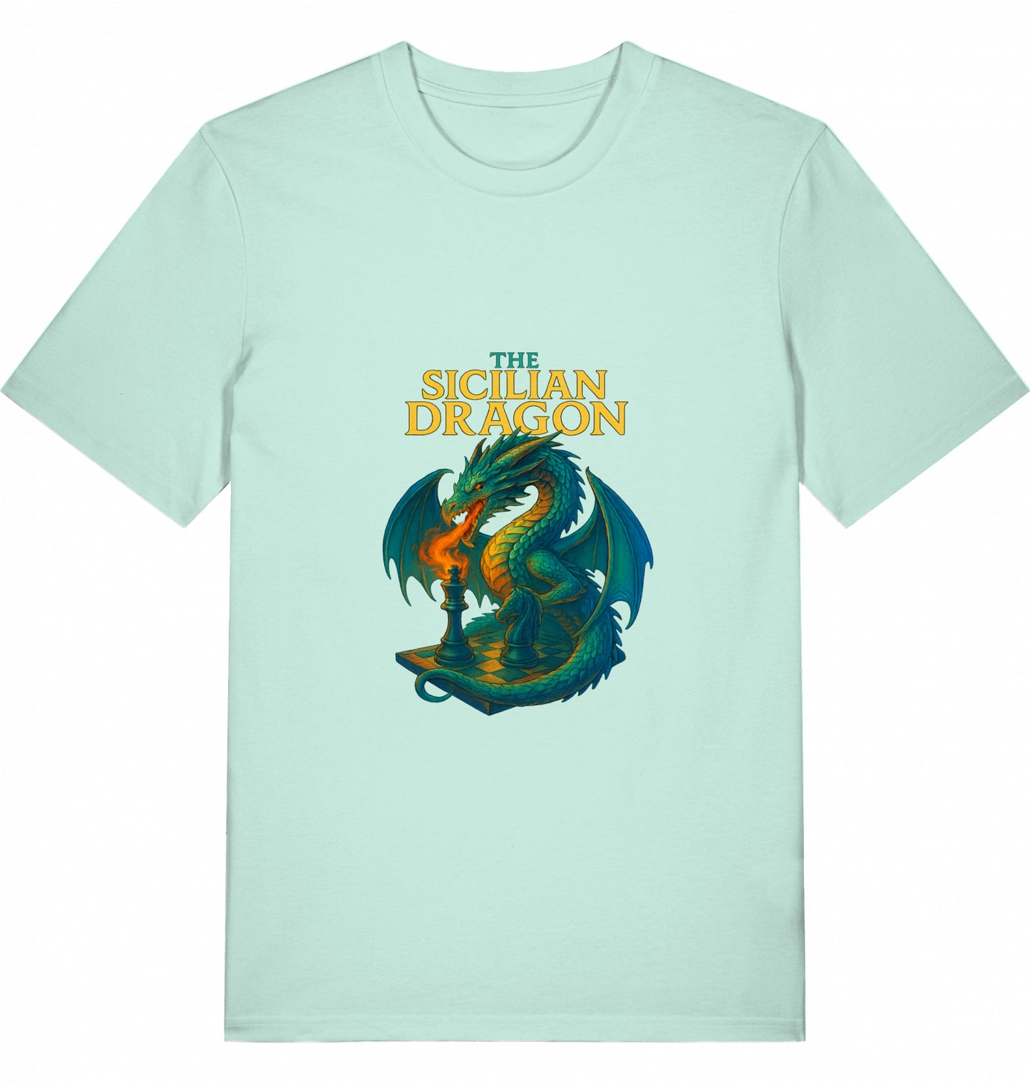 Schach T-Shirt Sicilian Dragon Chess Herren Männer Bio-Baumwolle Fairtrade