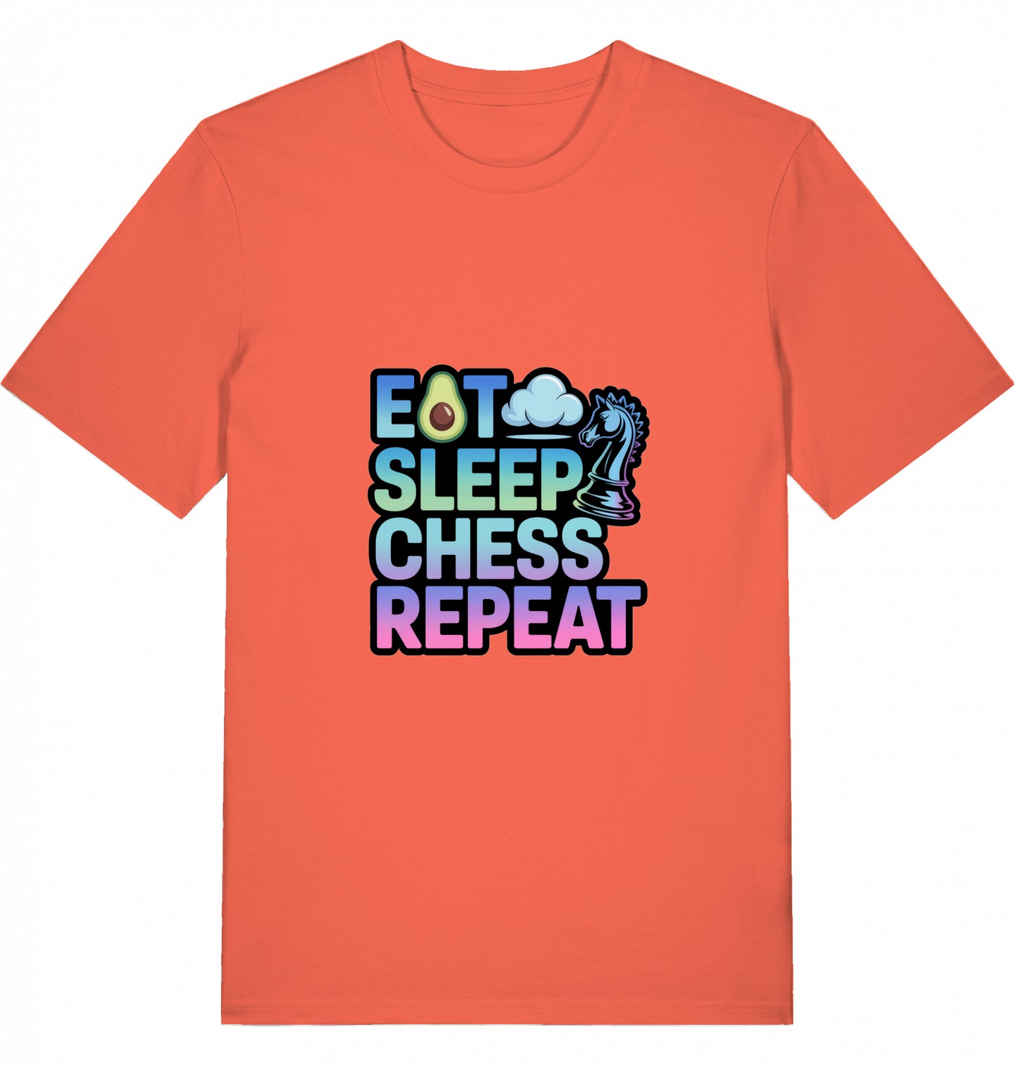 Schach T-Shirt Eat Sleep Chess Repeat Herren Männer Bio-Baumwolle Fairtrade
