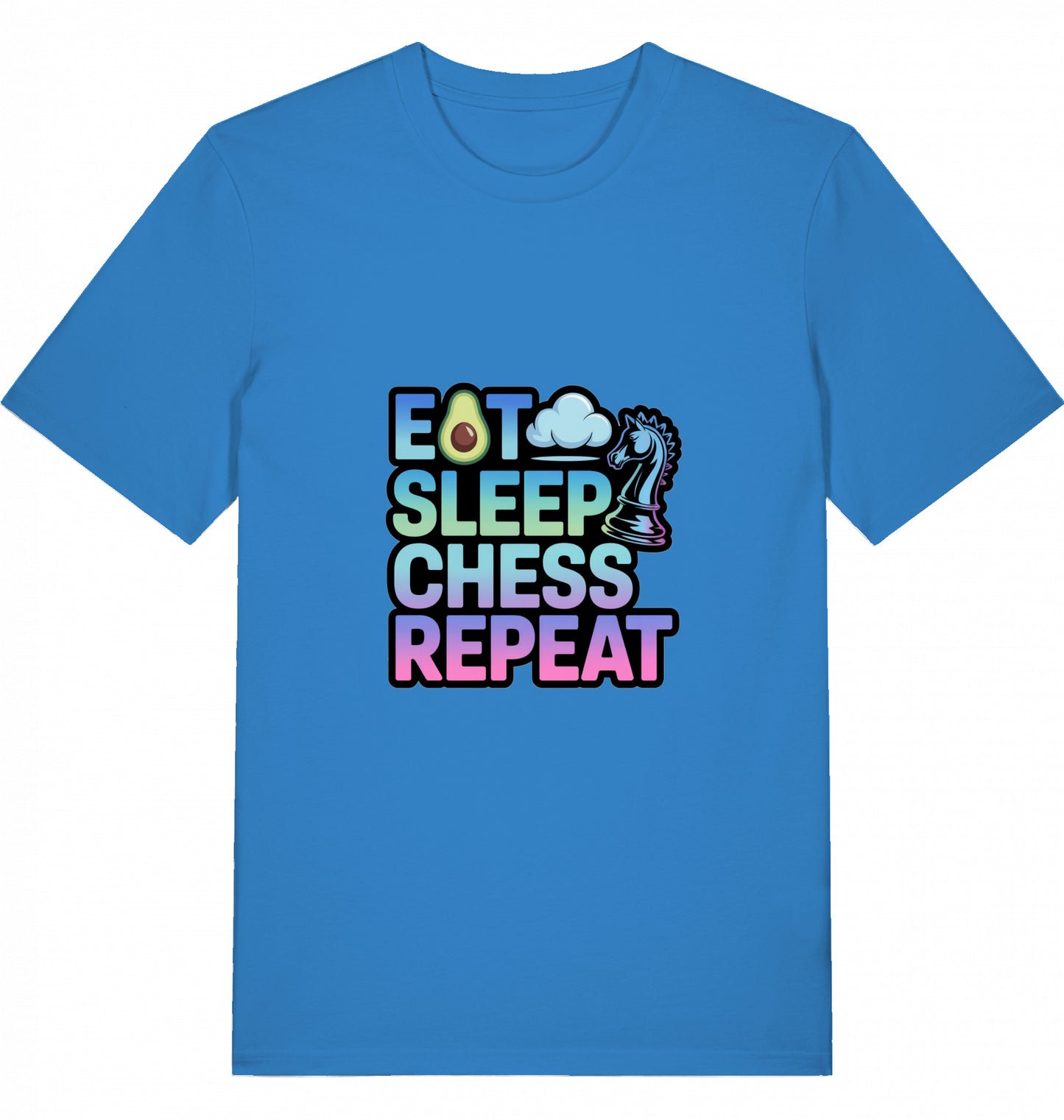 Schach T-Shirt Eat Sleep Chess Repeat Herren Männer Bio-Baumwolle Fairtrade