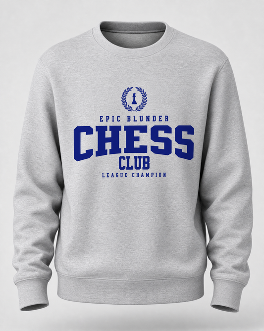 Schach Pullover Sweater Epic Blunder Chess Club Grau