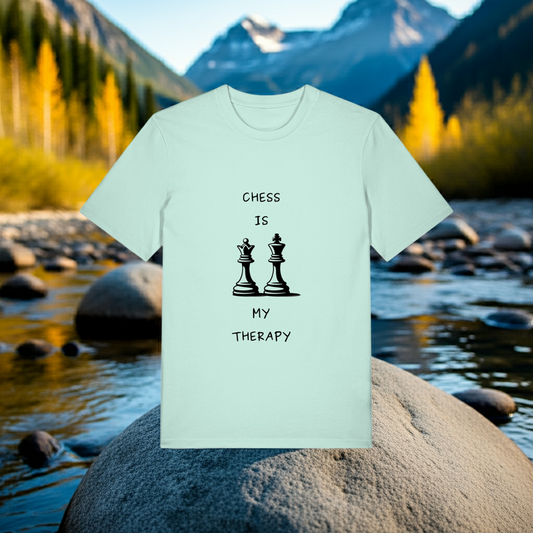 Schach T-Shirt Chess Is My Therapy Herren Männer Bio-Baumwolle Fairtrade